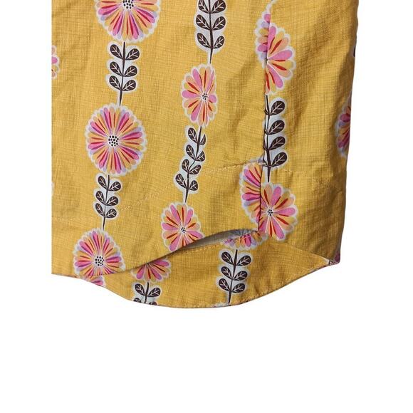 Sunhee Moon Yellow Floral Cotton Skirt with Tie Front | Size 3 | Made in USA - Picture 10 of 12